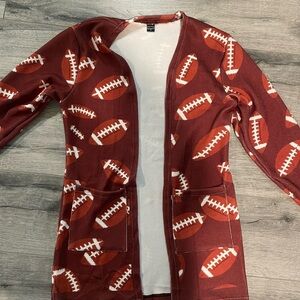 Football Print Open Cardigan